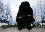Öko Lammfell Schwarz-Weiß getupft – Kuscheliges Naturfell Unikat 110cm